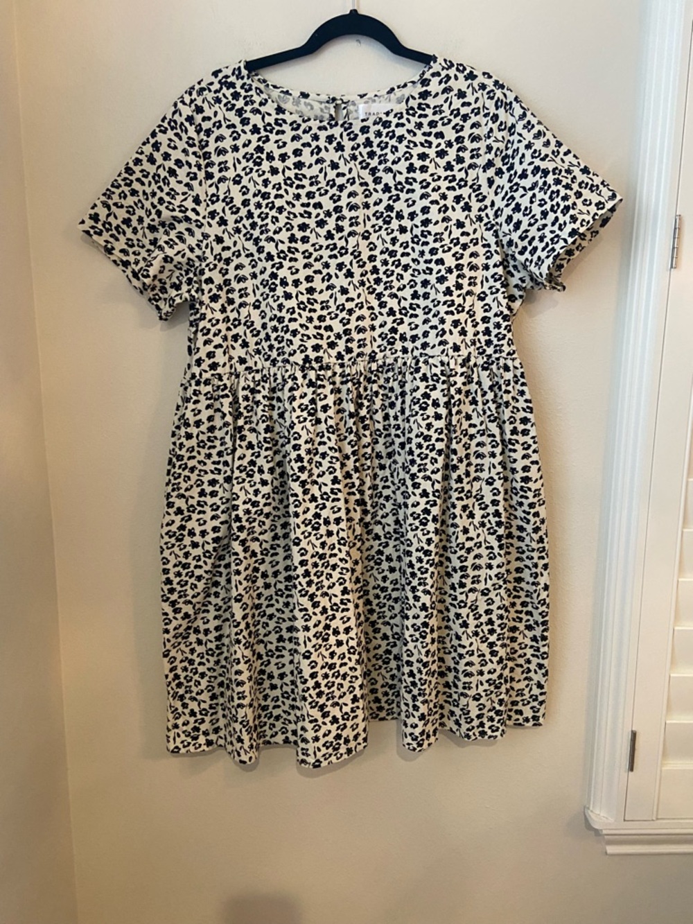 Tradlands Nico Cotton Black and White Floral Print Babydoll Dress XL - Picture 2 of 6